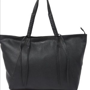 TAHARI braided top handle leather tote bag